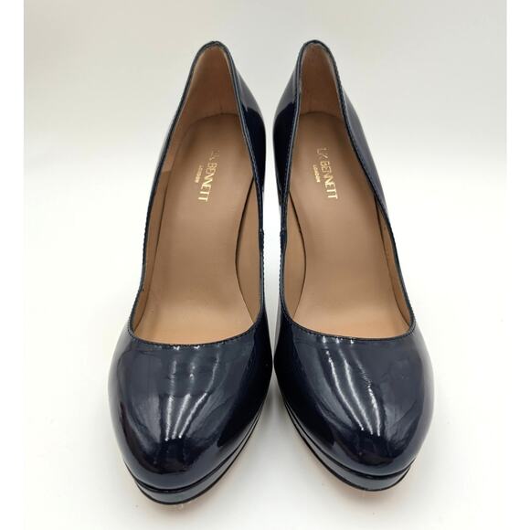 LK Bennett Stila Patent Leather Heel Courts Women's Navy Blue Size US7.5 EU38 - Picture 10 of 10